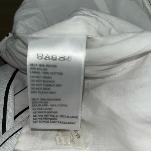 Striped Ruffled Midi Waterfall Skirt. White with black stripes. XS - Picture 7 of 9